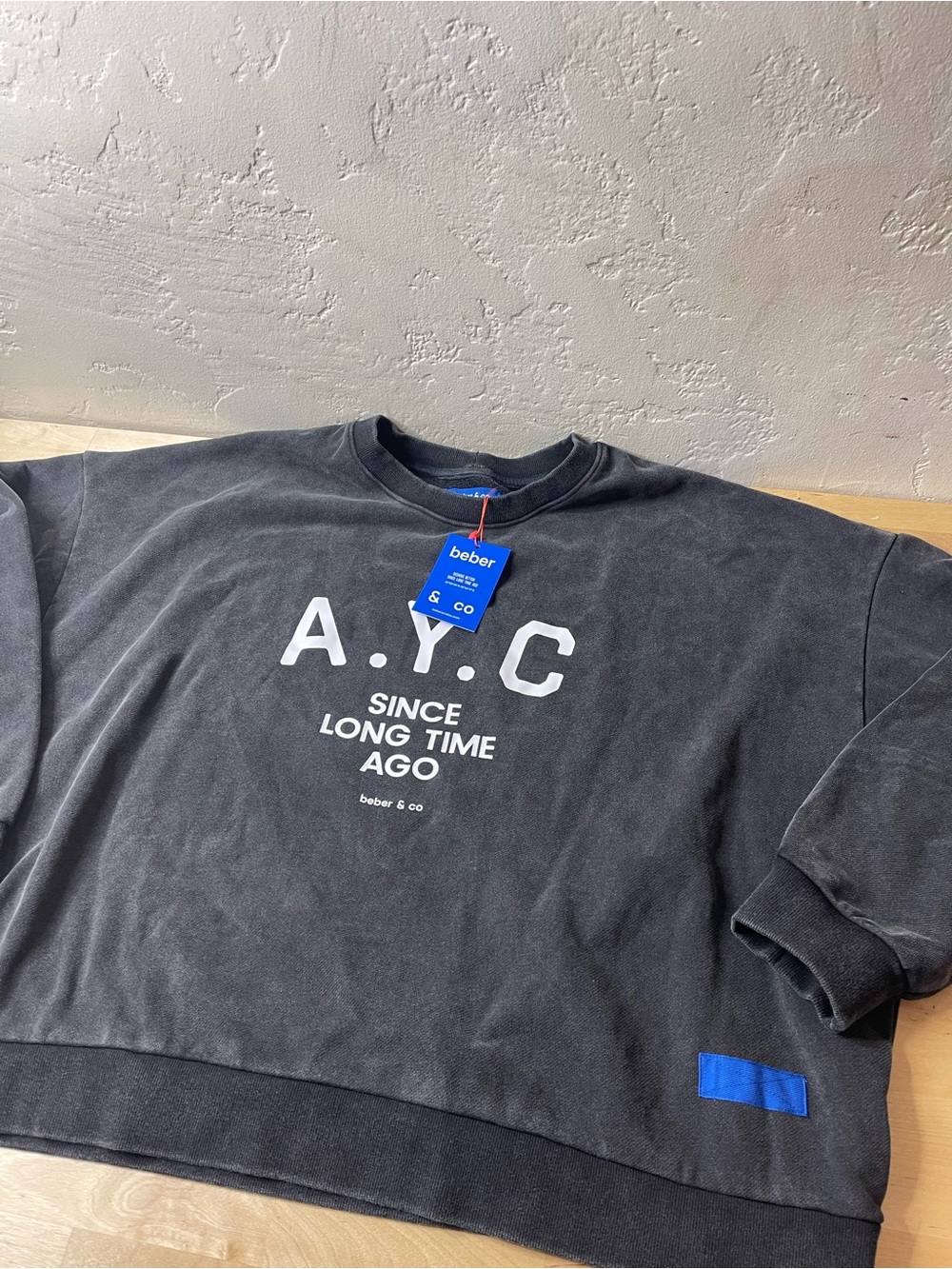 Beber & co A.Y.C Black Logo Crewneck Sweatshirt size large oversized - Picture 10 of 12